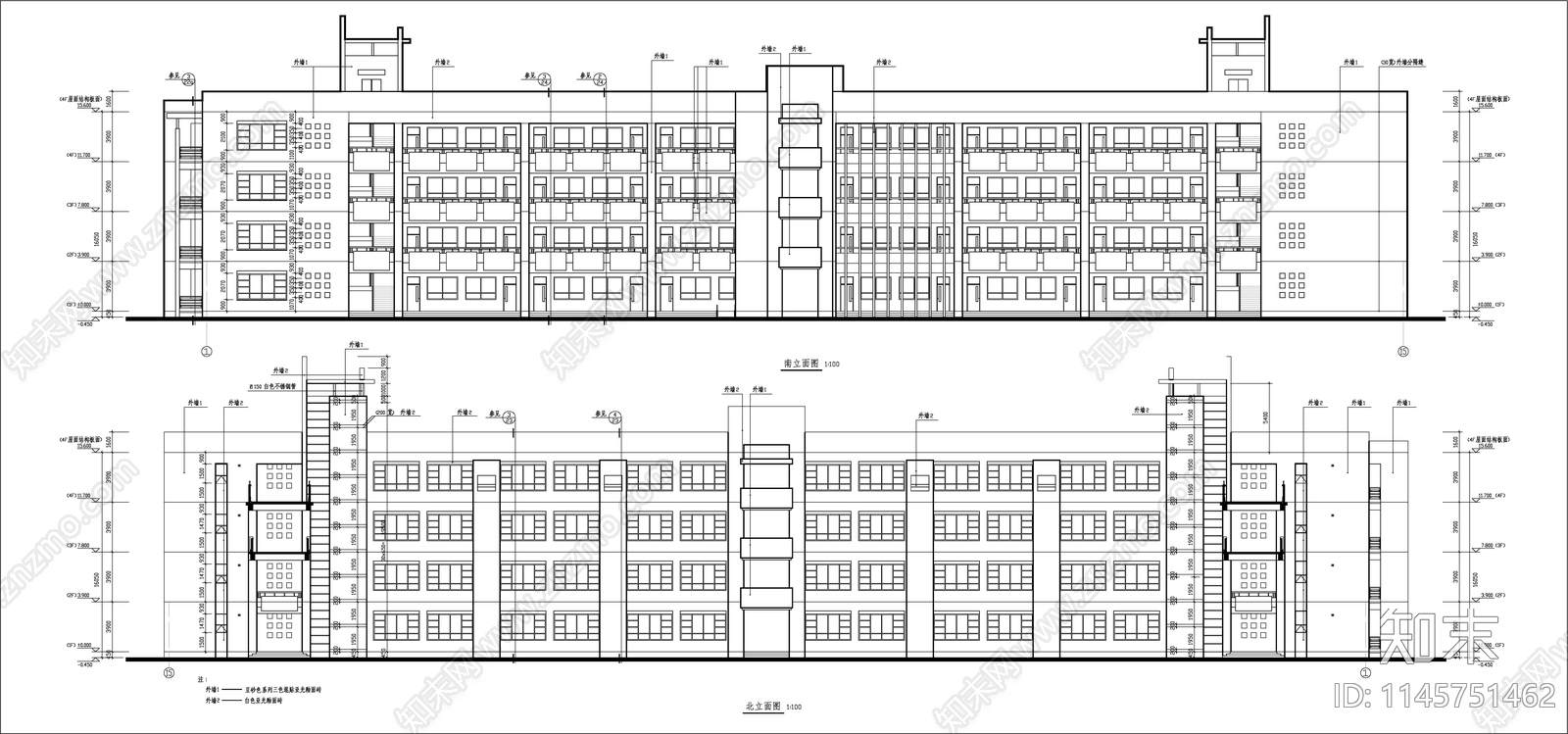 西安大学教学楼建筑cad施工图下载【ID:1145751462】