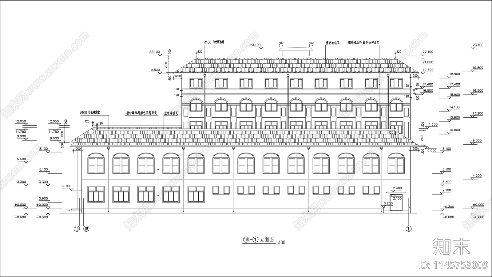 学校综合楼建筑cad施工图下载【ID:1145753009】