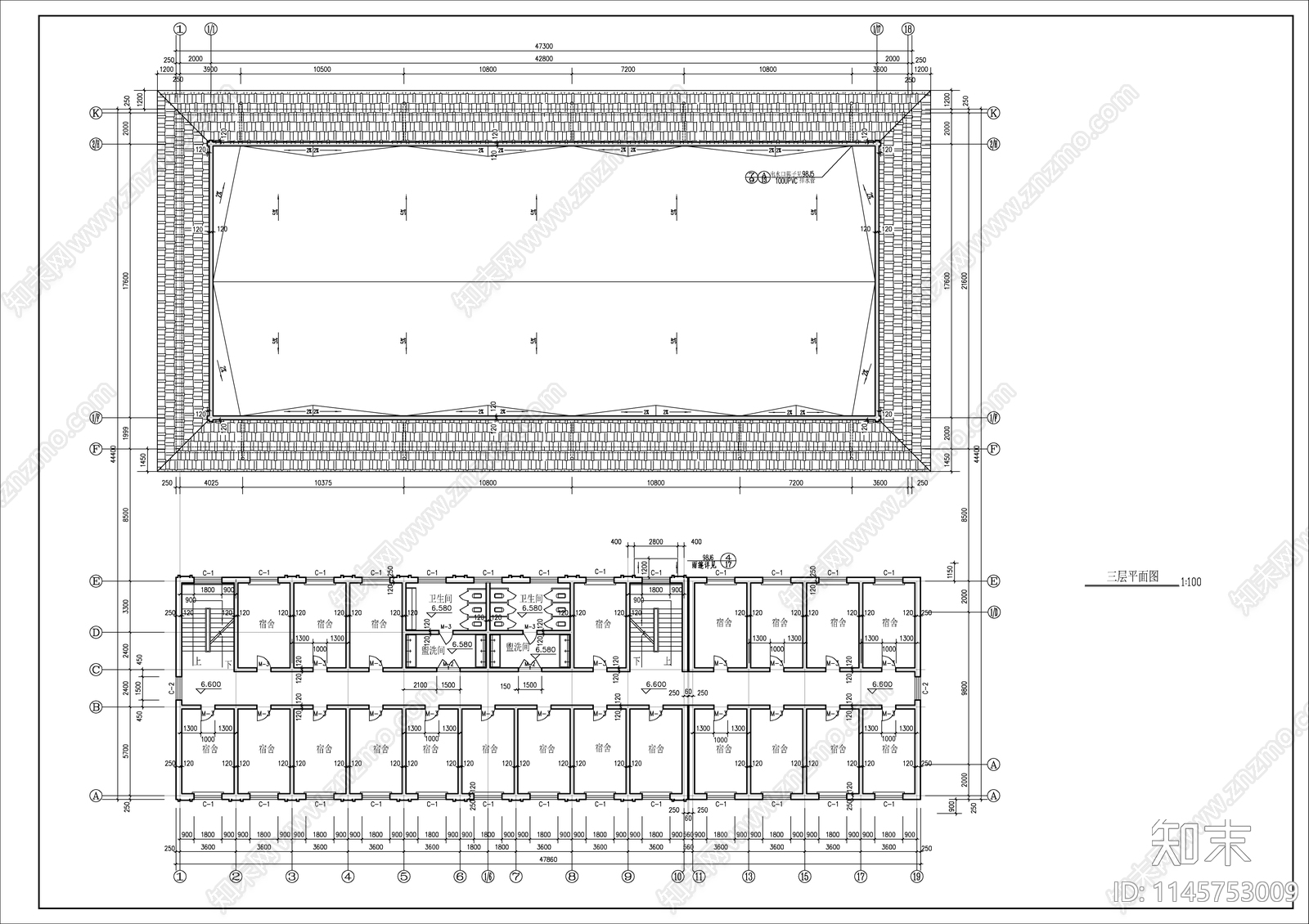 学校综合楼建筑cad施工图下载【ID:1145753009】