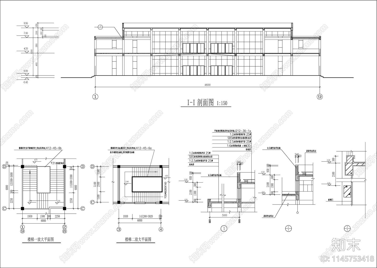 学院食堂建筑cad施工图下载【ID:1145753418】