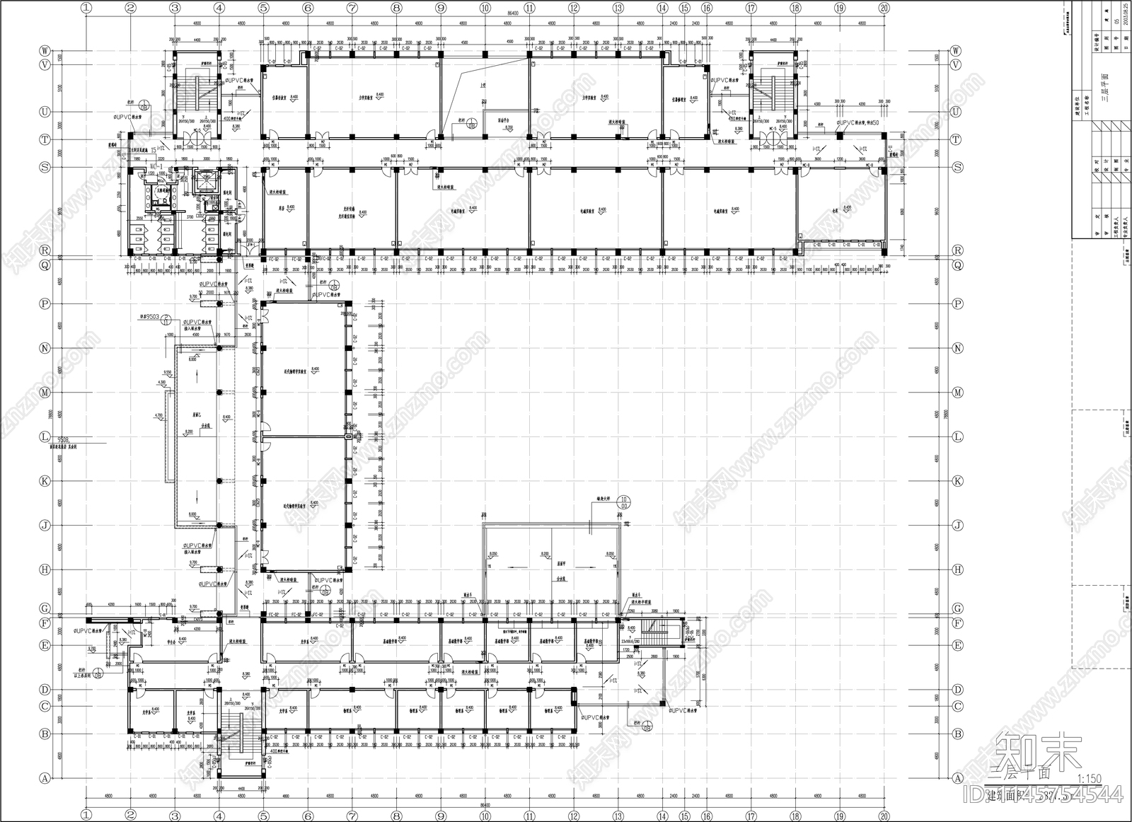 大学教学楼建筑cad施工图下载【ID:1145754544】