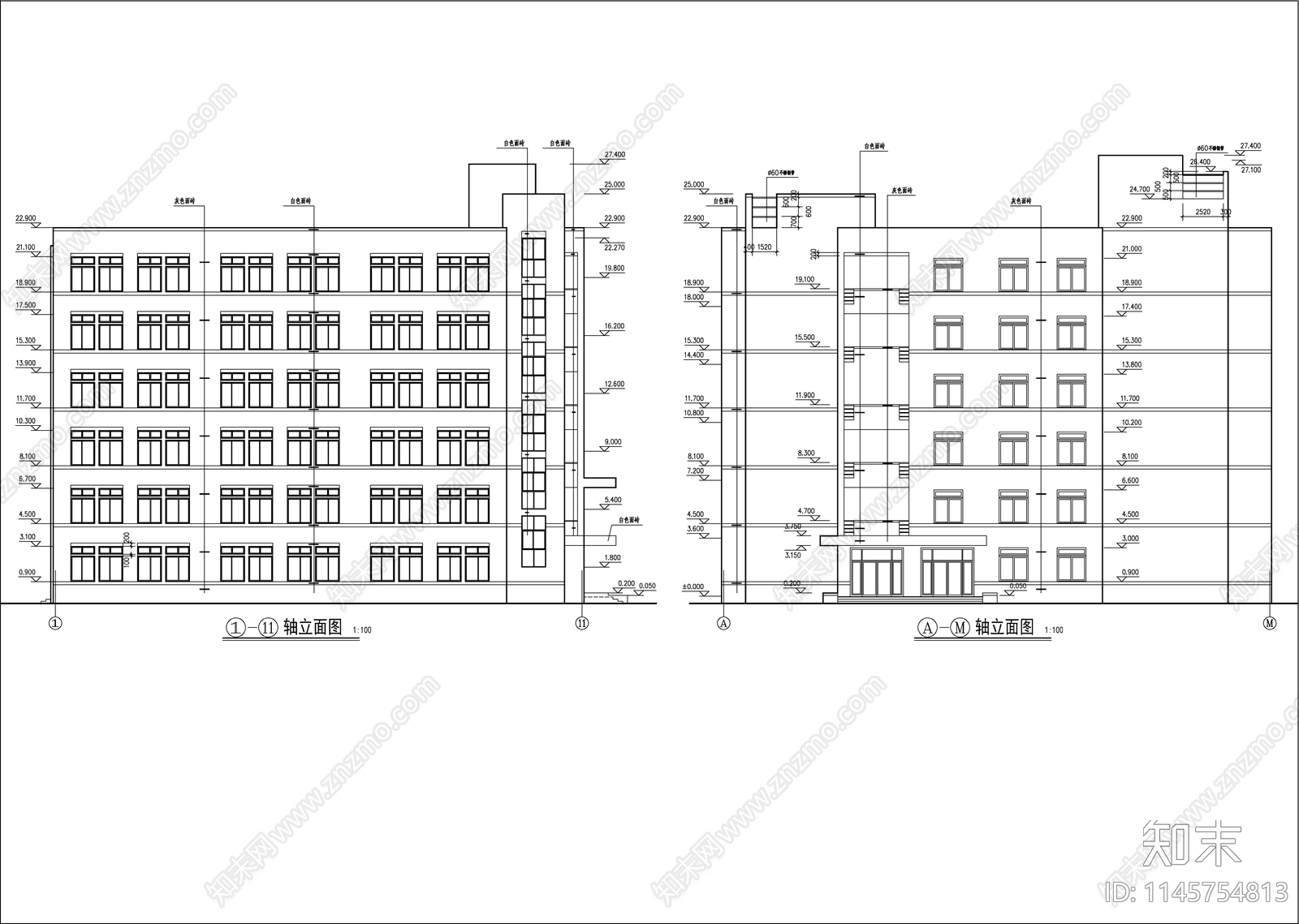 医学院教学楼建筑cad施工图下载【ID:1145754813】