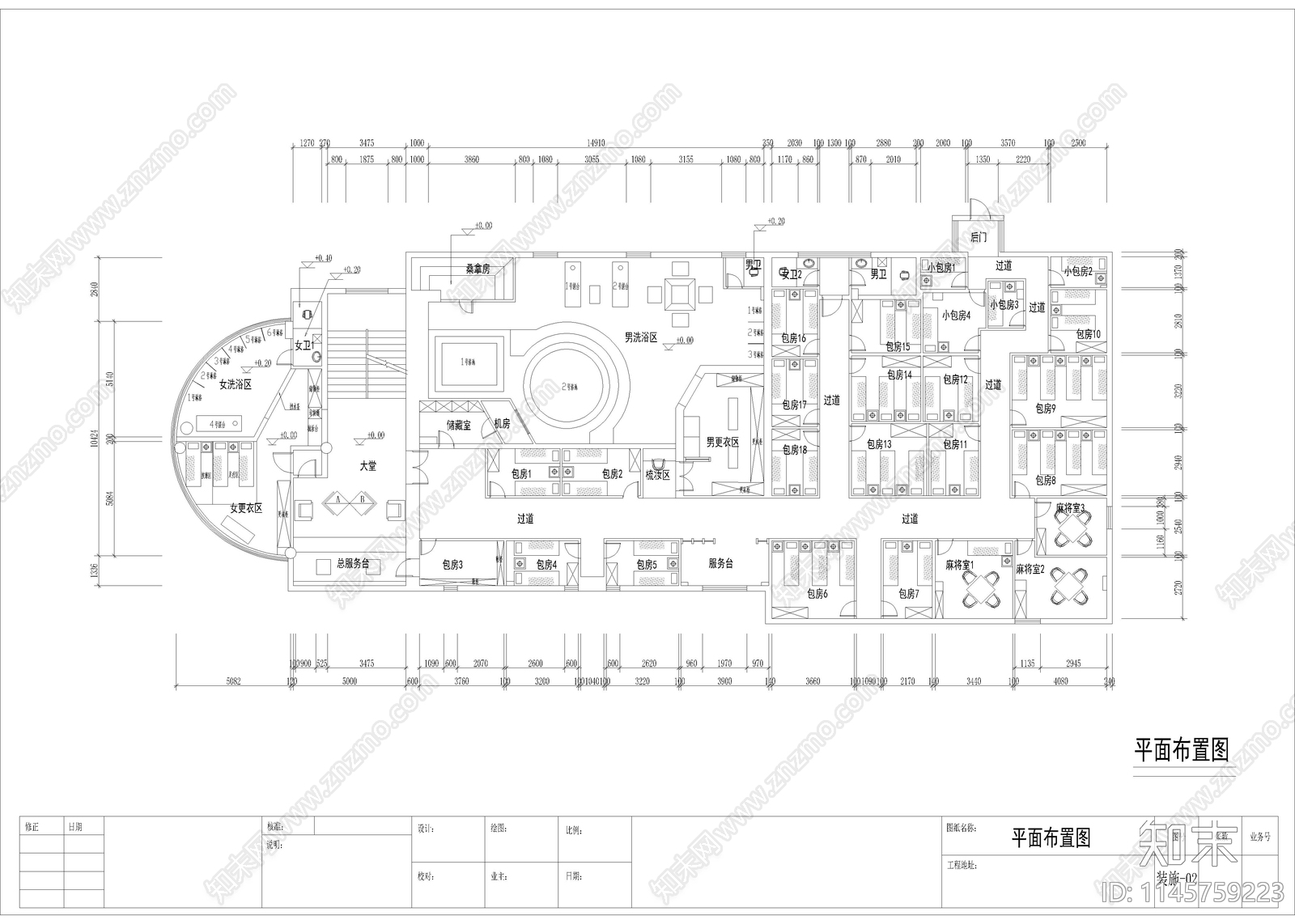 660㎡汤泉cad施工图下载【ID:1145759223】