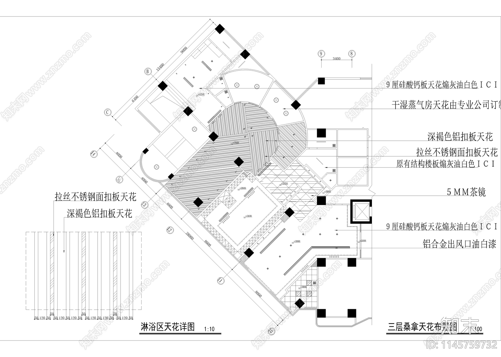 1200㎡汤泉cad施工图下载【ID:1145759732】