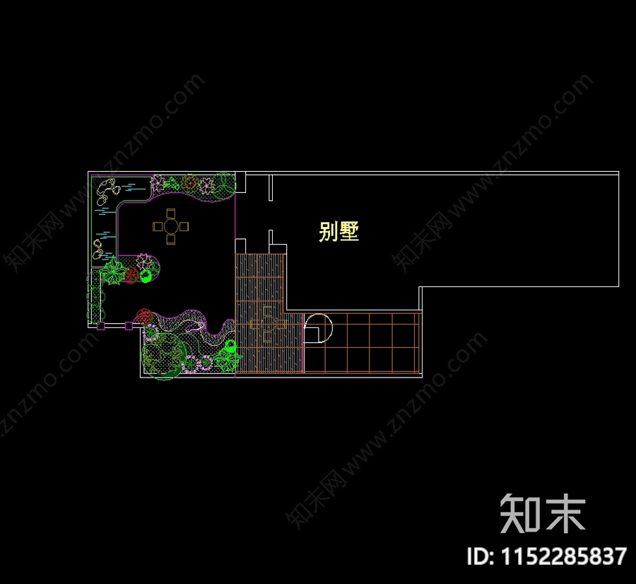 现代别墅庭院cad施工图下载【ID:1152285837】