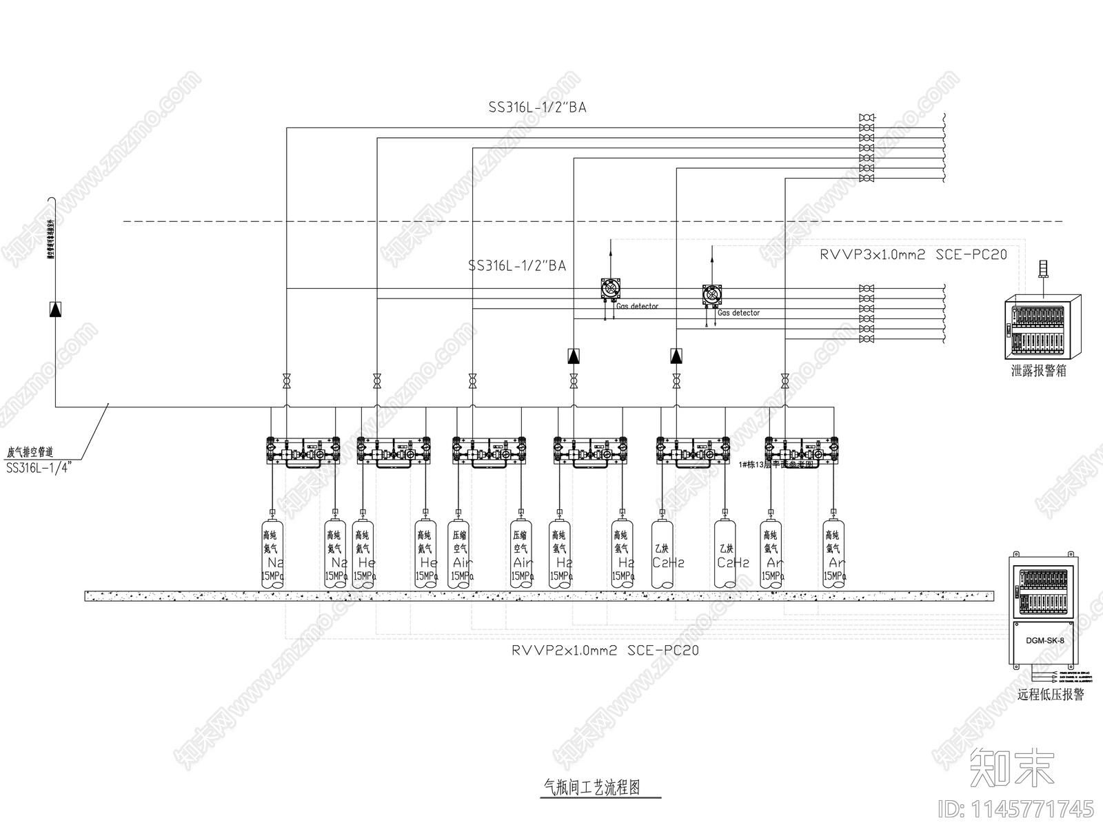 实验室集中供气cad施工图下载【ID:1145771745】