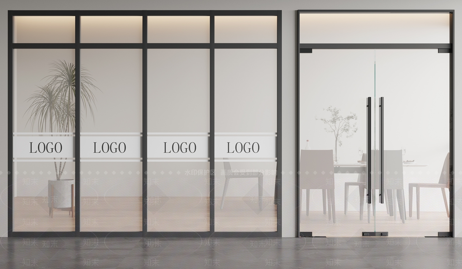 现代商业办公玻璃双开门3D模型下载【ID:1145772027】