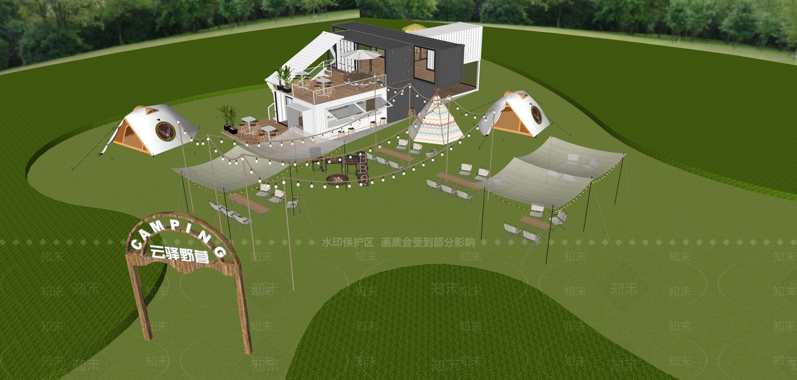 现代露营乡村公园SU模型下载【ID:1145779432】