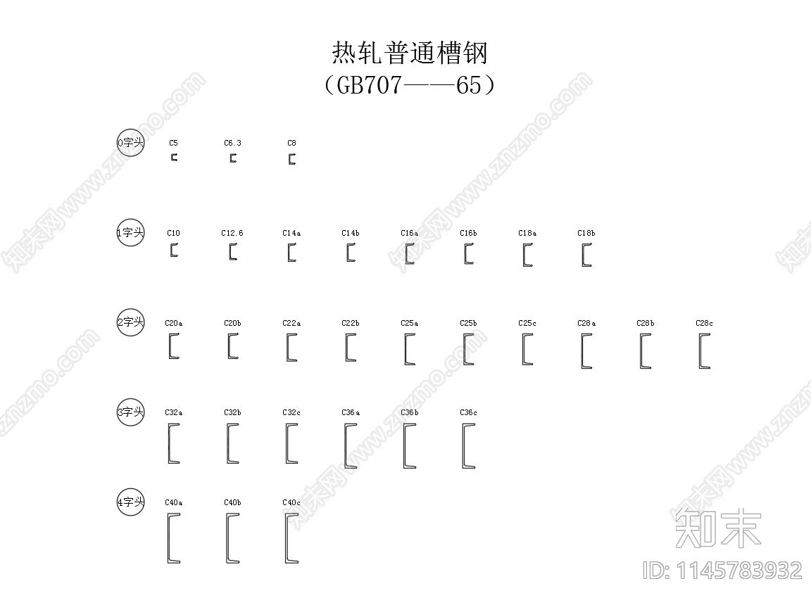 常用钢轨工字钢T型钢截面图块cad施工图下载【ID:1145783932】