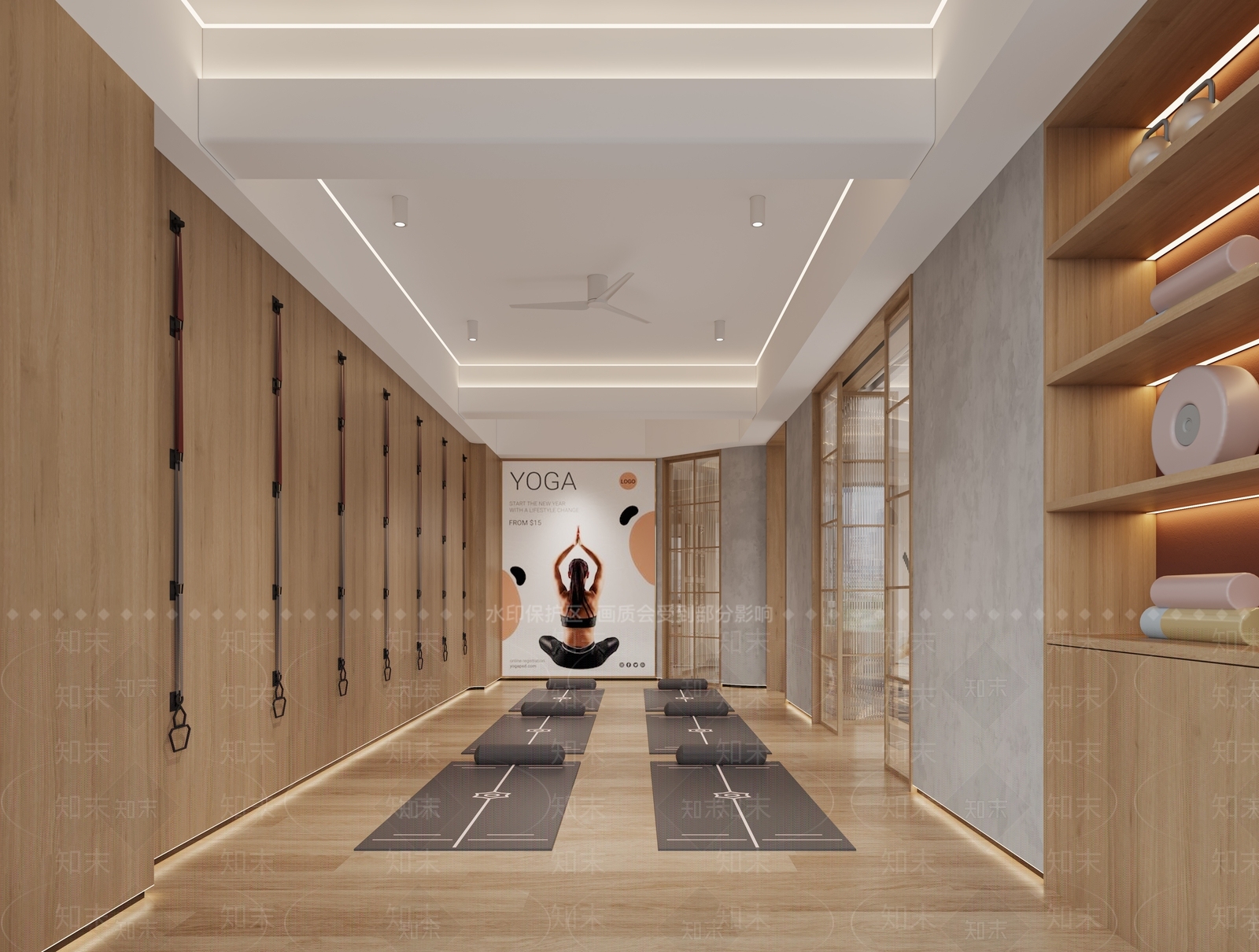 现代瑜伽室3D模型下载【ID:1145784451】