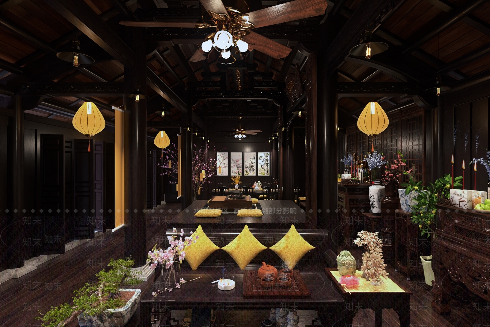 中式茶馆SU模型下载【ID:1145791331】