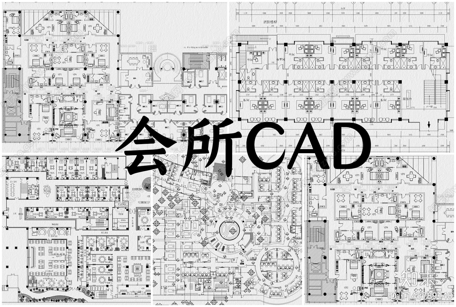 会所室内cad施工图下载【ID:1145789140】