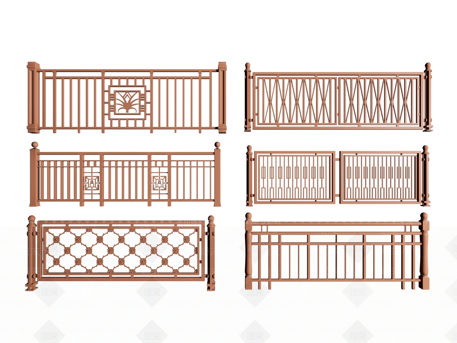 现代铁艺护栏3D模型下载【ID:1145791355】