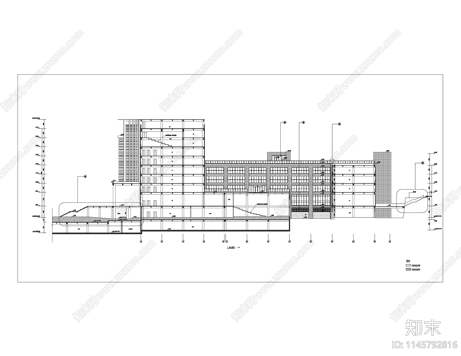 市民综合服务中心建筑cad施工图下载【ID:1145792816】