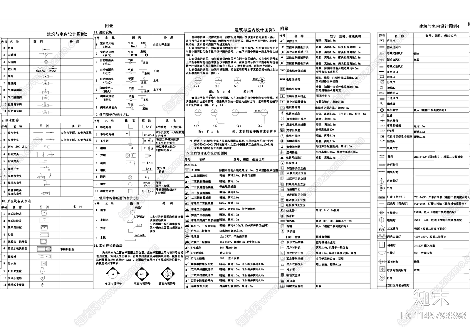 灯光照明图例建筑室内材料图例cad施工图下载【ID:1145793398】
