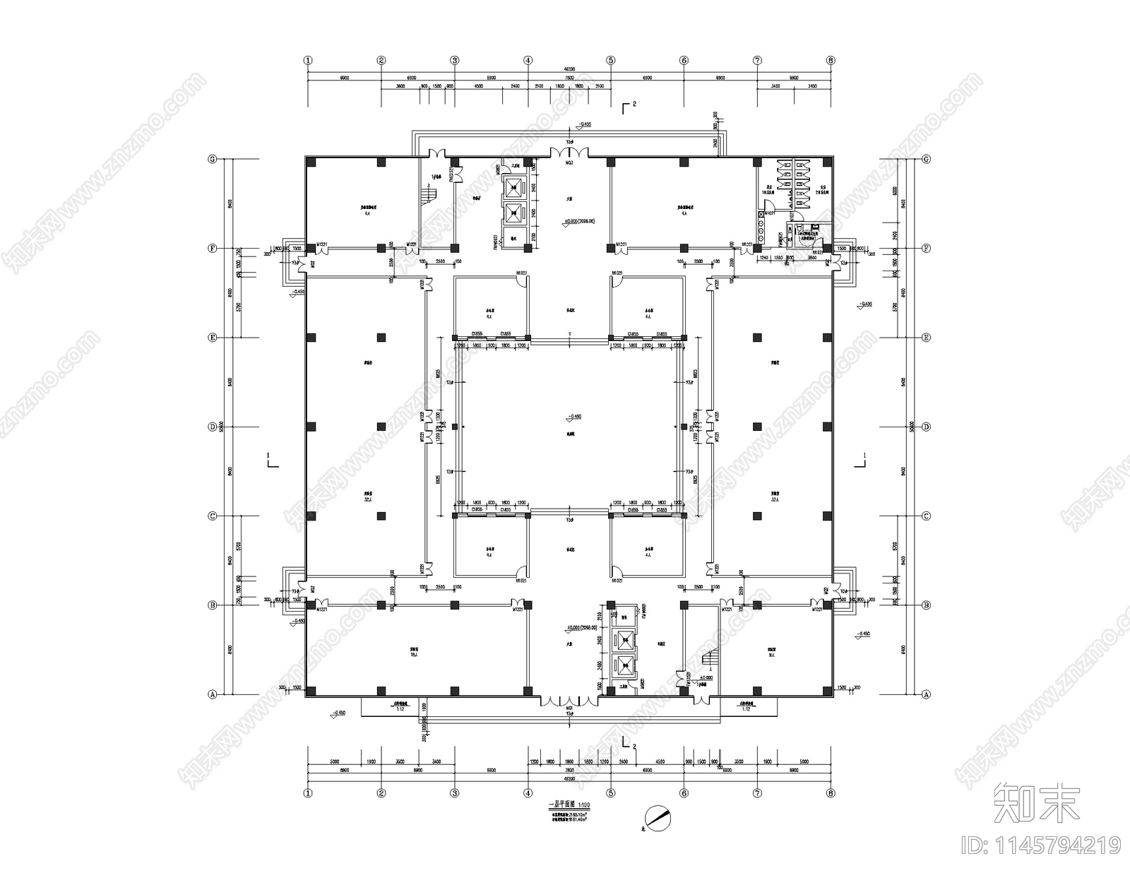 现代多层办公楼建筑施工图下载【ID:1145794219】