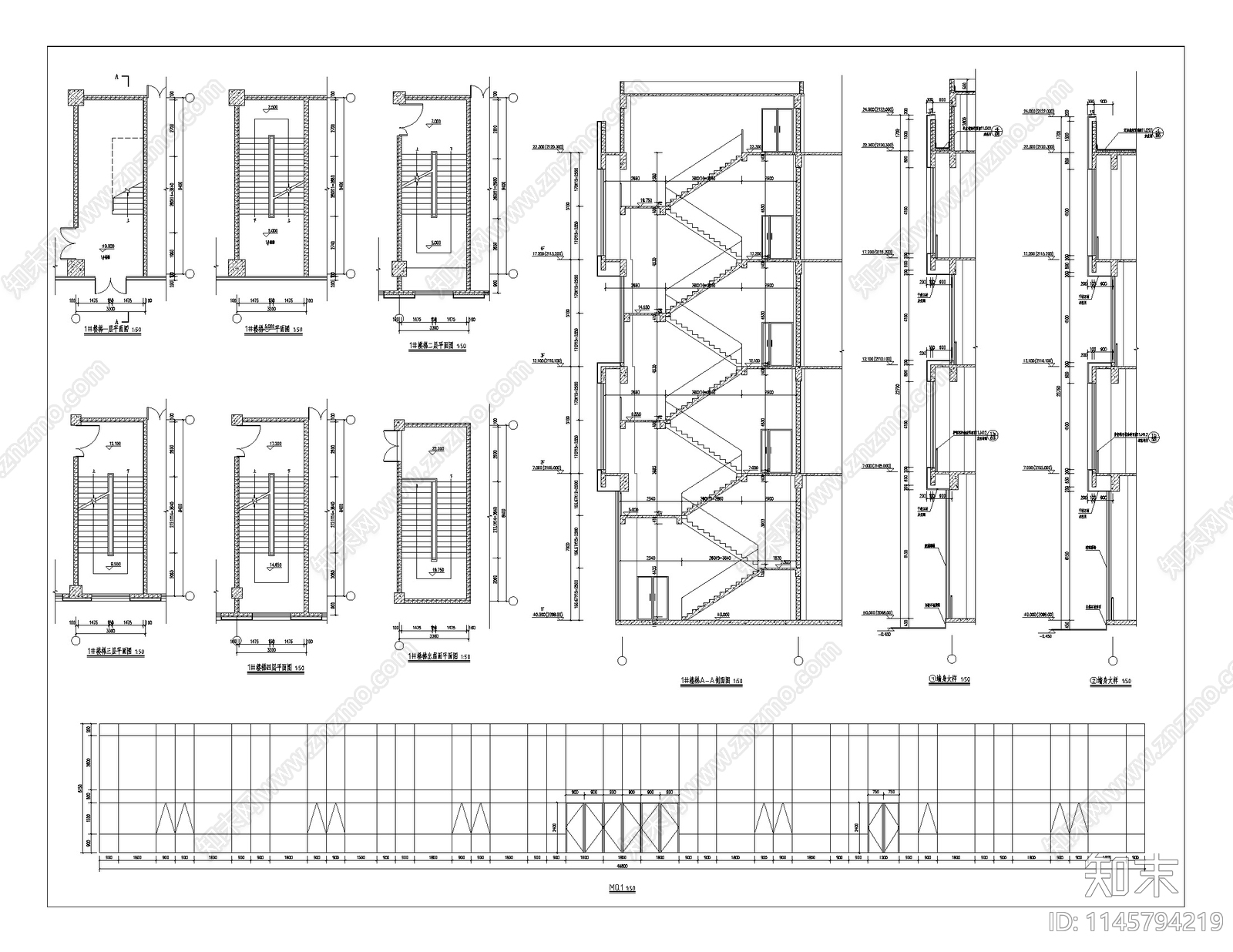现代多层办公楼建筑cad施工图下载【ID:1145794219】