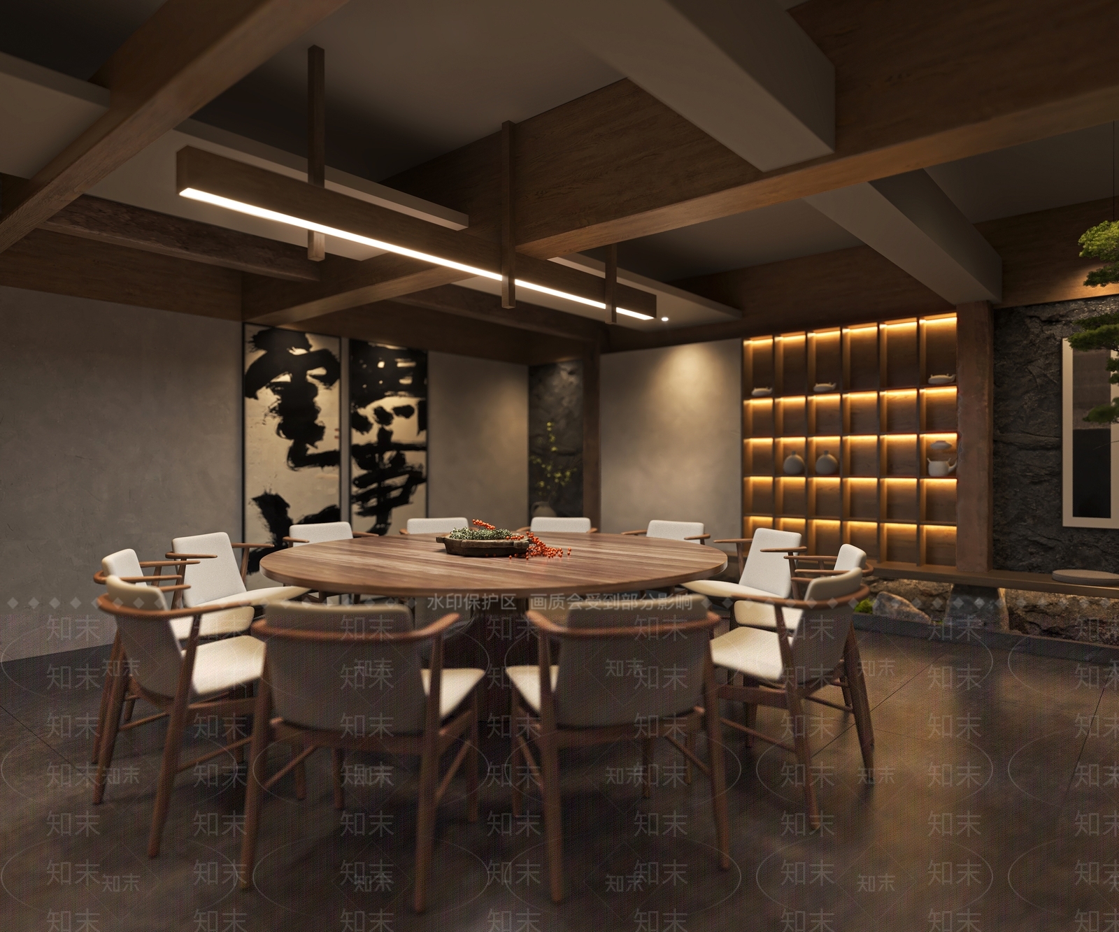 侘寂风包厢3D模型下载【ID:1145796696】_知末3d模型网