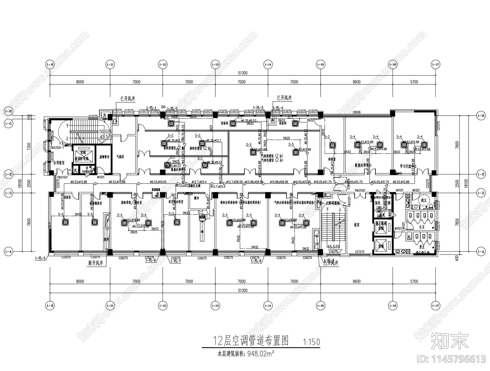 检测实验室装修室内施工图下载【ID:1145796613】