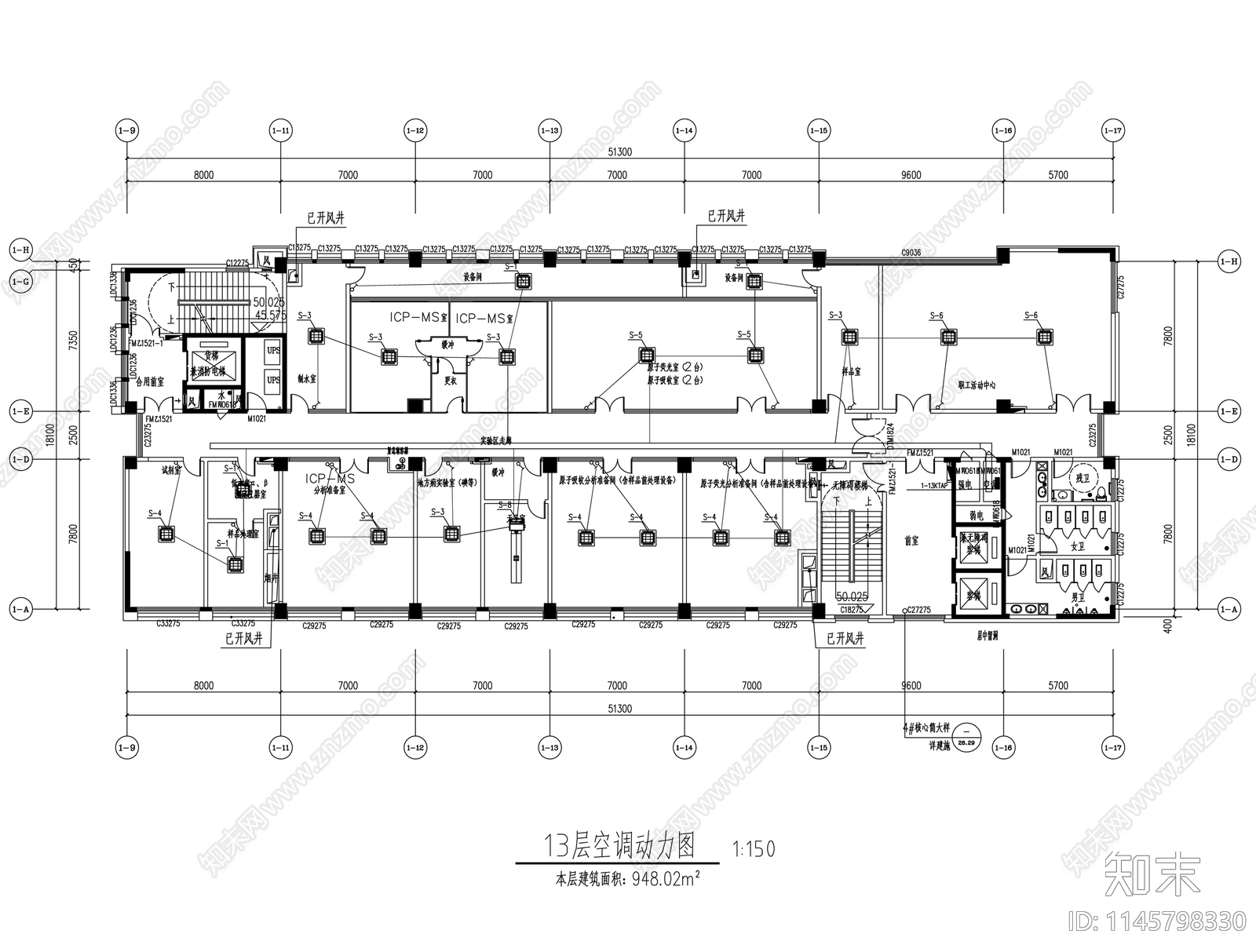 检验检测物理化学实验室室内cad施工图下载【ID:1145798330】