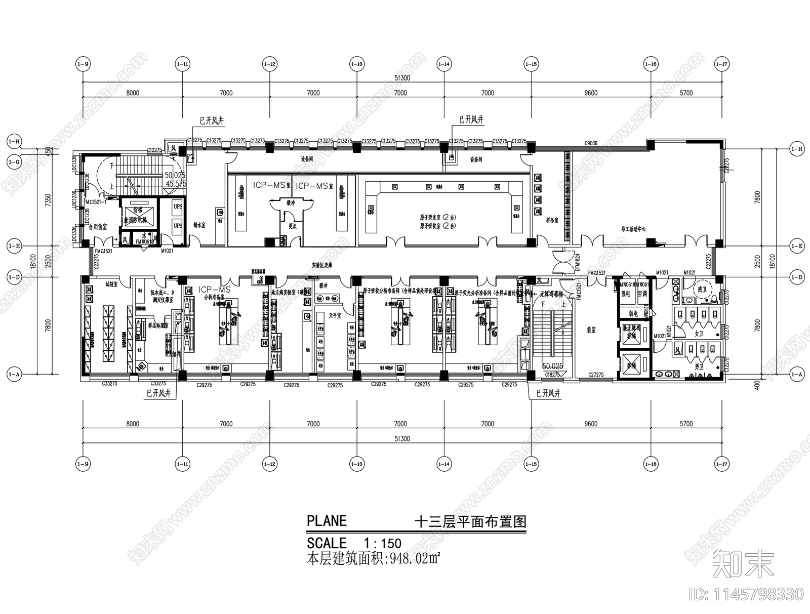 检验检测物理化学实验室室内cad施工图下载【ID:1145798330】