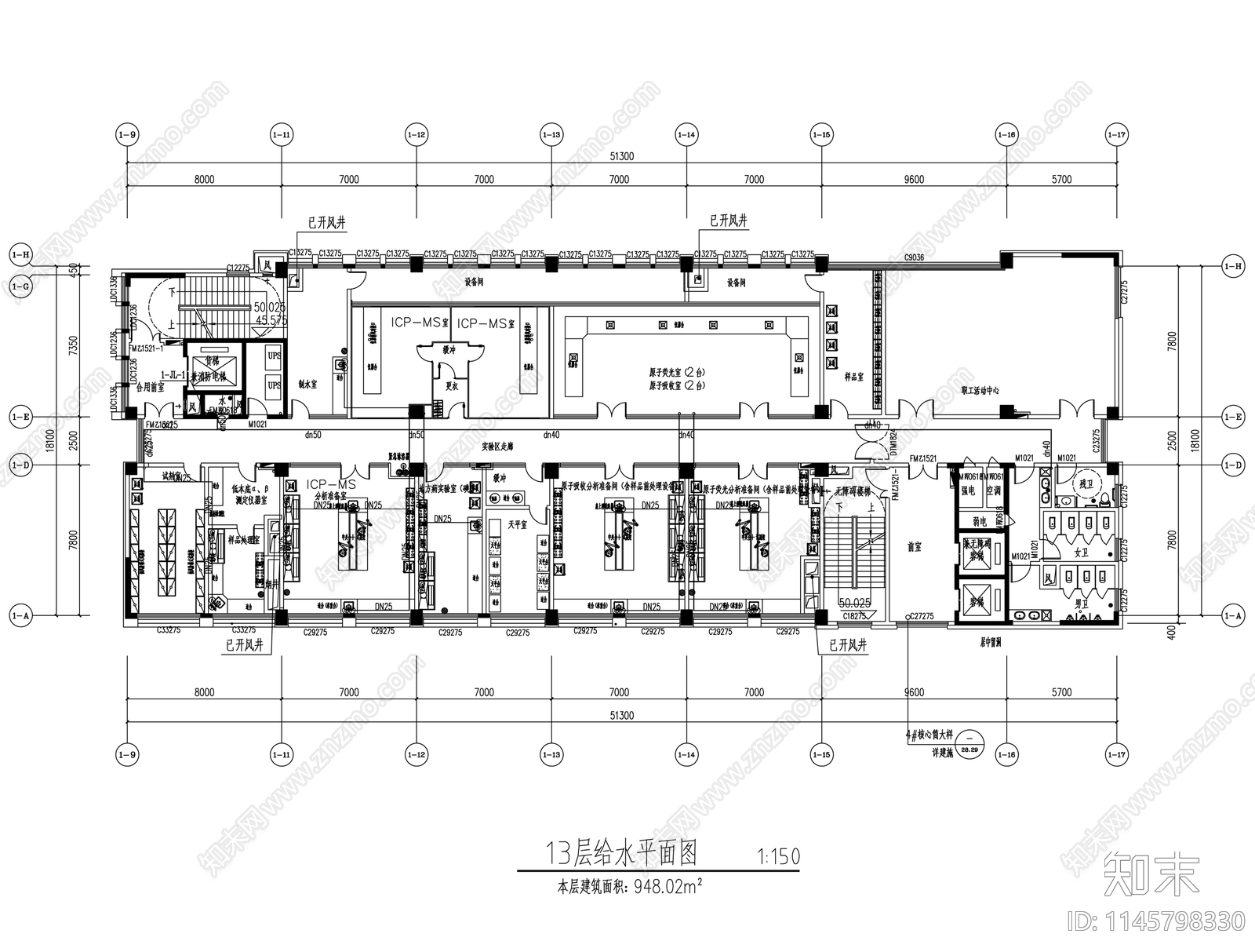 检验检测物理化学实验室室内cad施工图下载【ID:1145798330】
