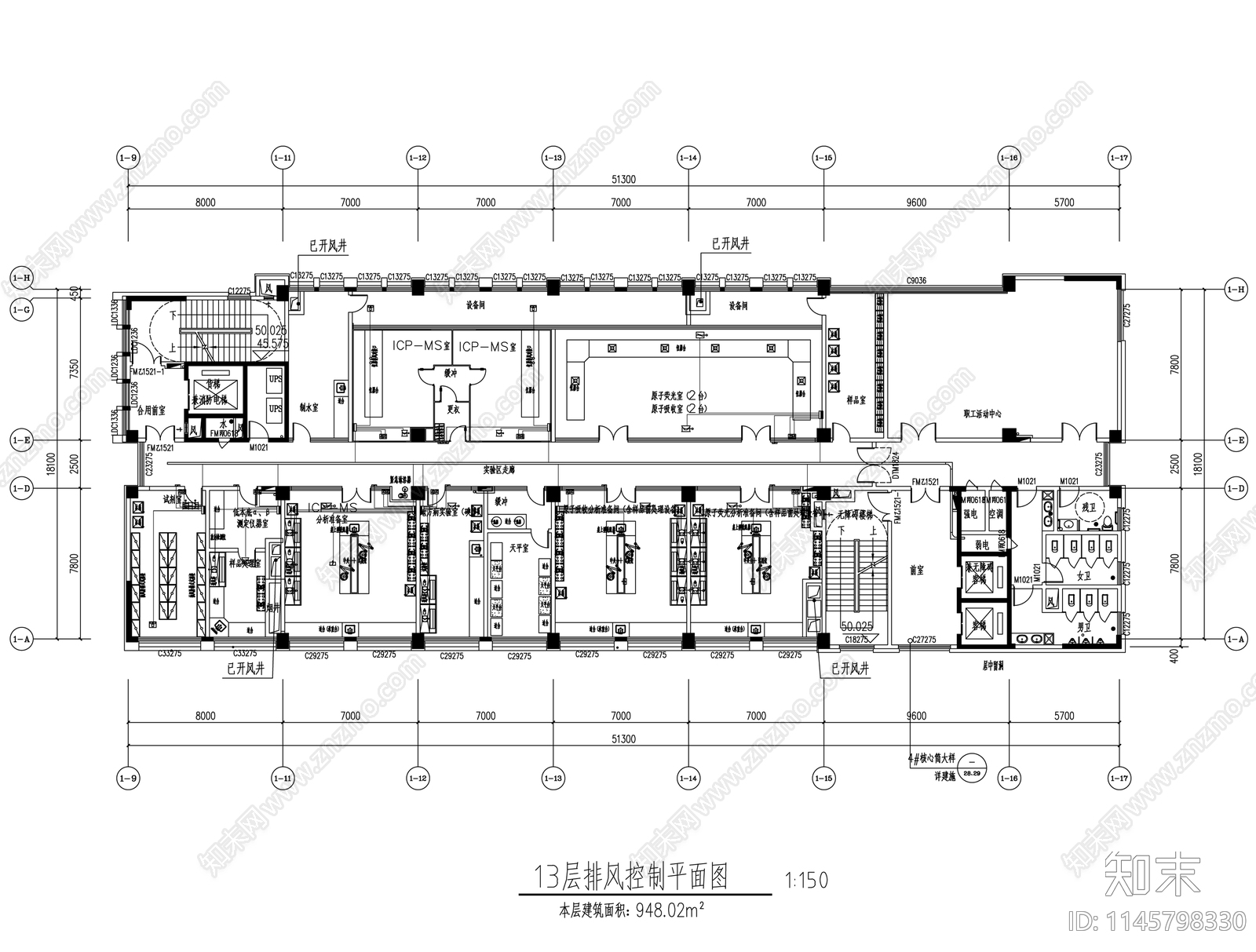 检验检测物理化学实验室室内cad施工图下载【ID:1145798330】