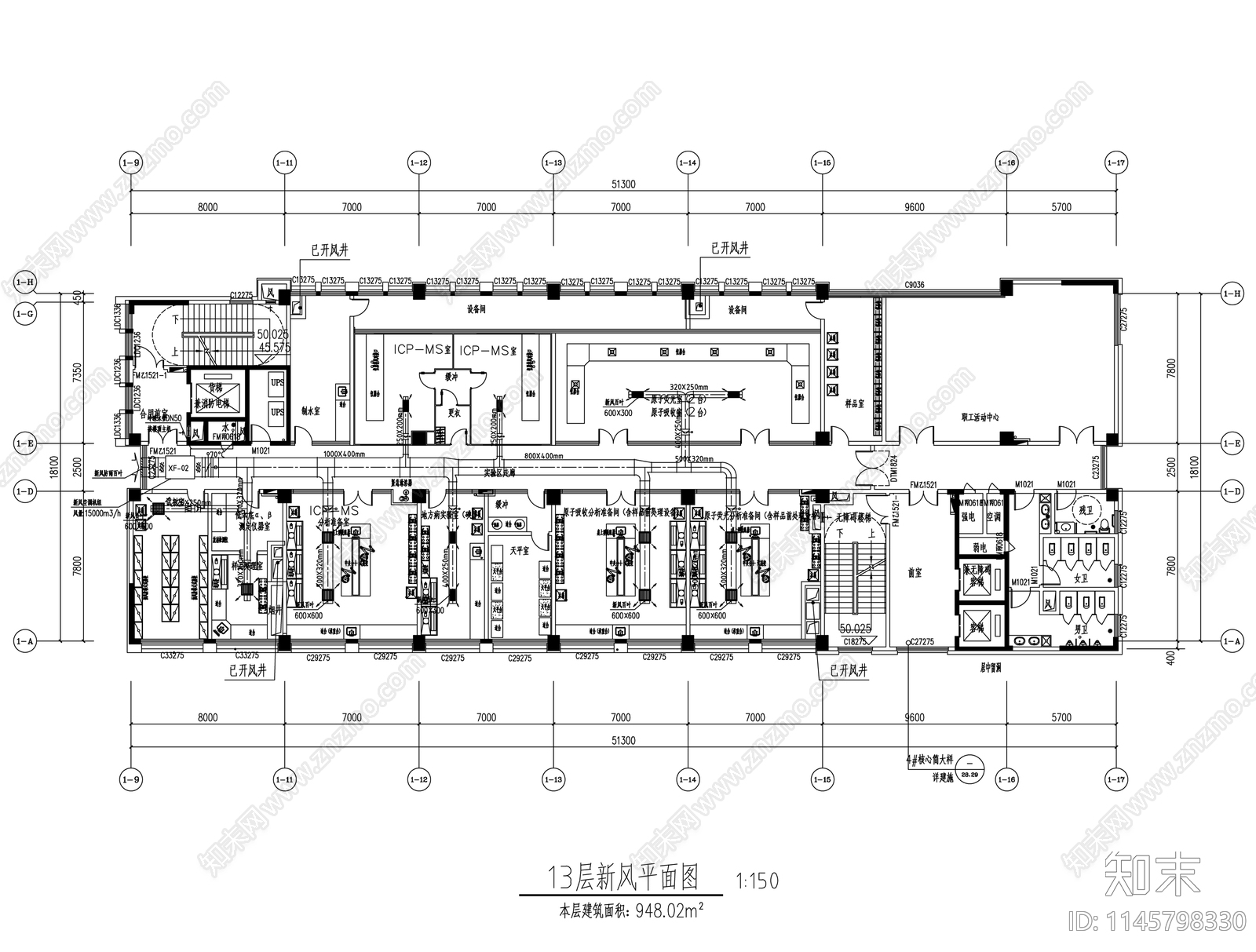 检验检测物理化学实验室室内cad施工图下载【ID:1145798330】