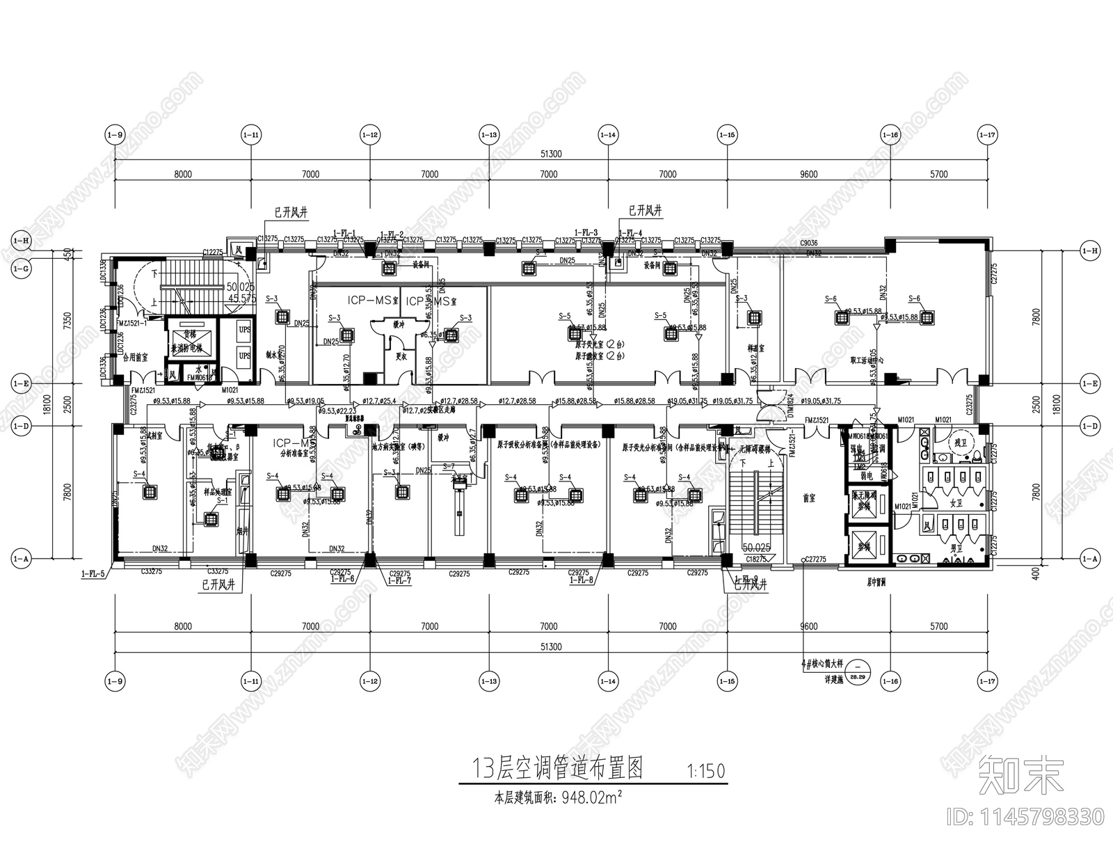 检验检测物理化学实验室室内cad施工图下载【ID:1145798330】