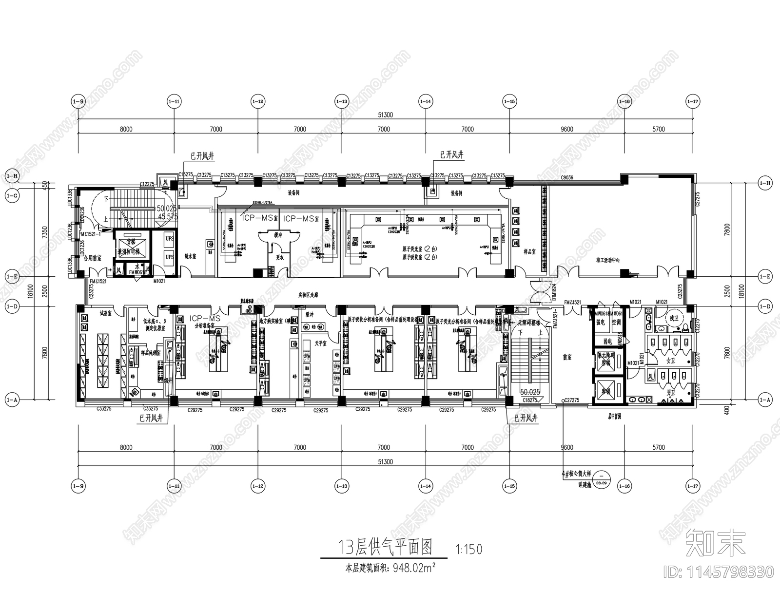 检验检测物理化学实验室室内cad施工图下载【ID:1145798330】