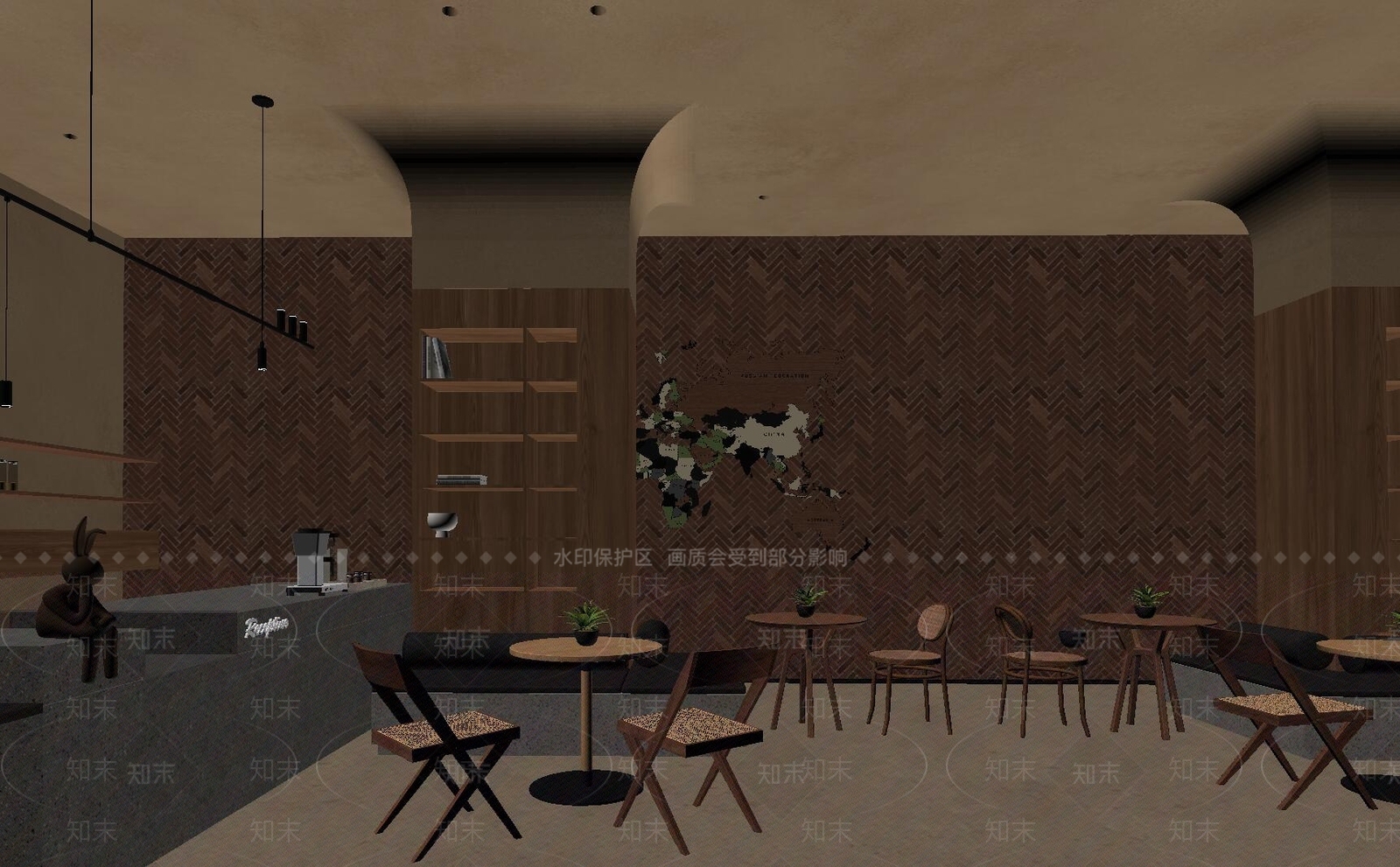 侘寂风奶茶店SU模型下载【ID:1145798707】