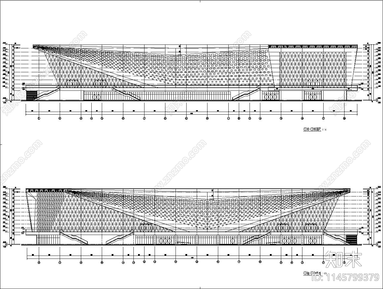 技师学校体育馆建筑施工图下载【ID:1145799379】