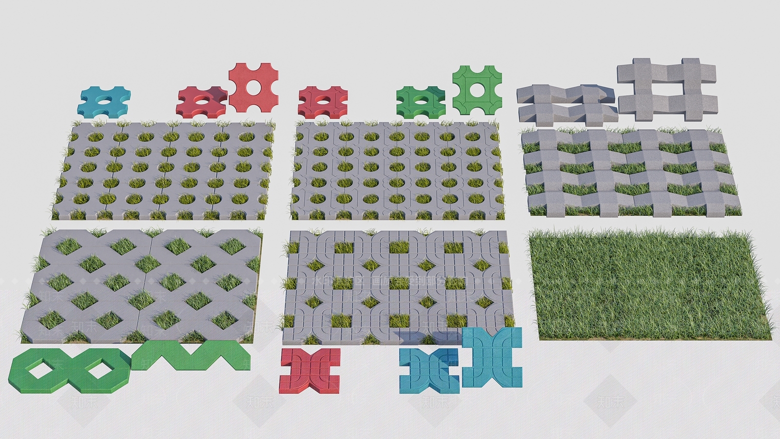 现代植草砖3D模型下载【ID:1145800963】_知末3d模型网