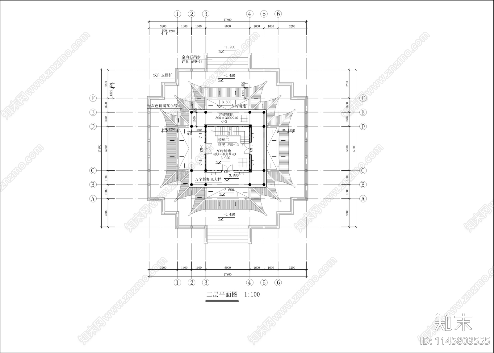 公园塔仿古建筑cad施工图下载【ID:1145803555】