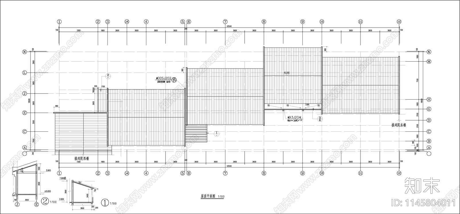 民宿建筑cad施工图下载【ID:1145804011】