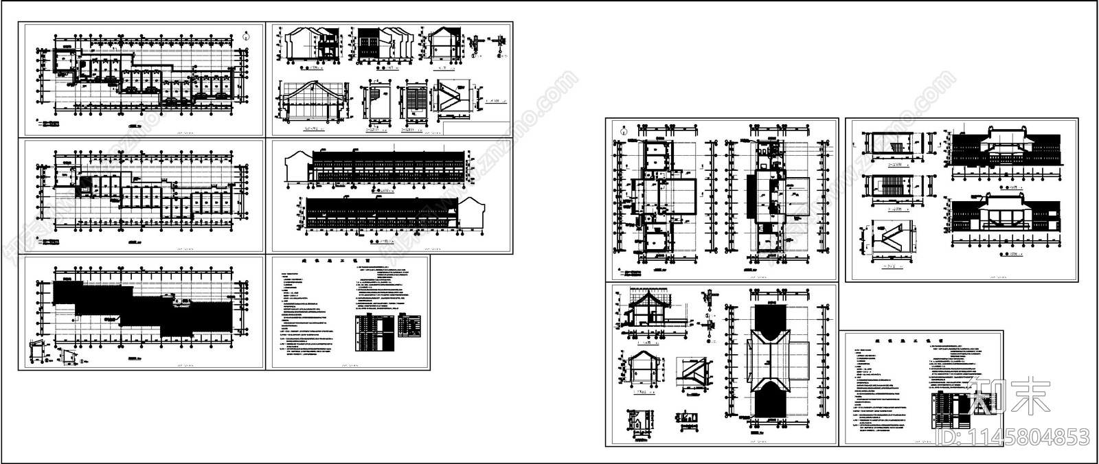 仿古商业街建筑cad施工图下载【ID:1145804853】