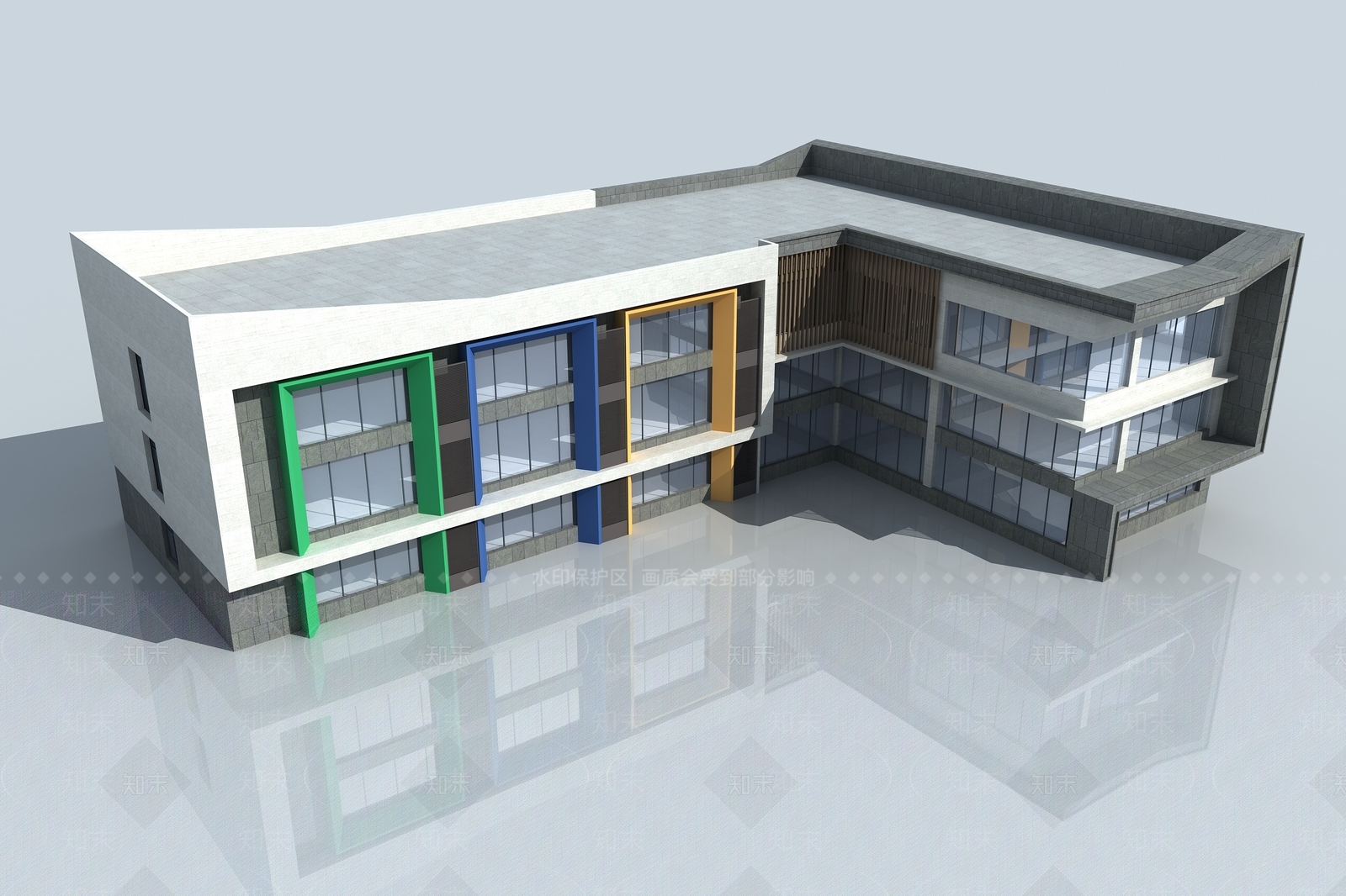 现代学校外观3D模型下载【ID:1145805056】