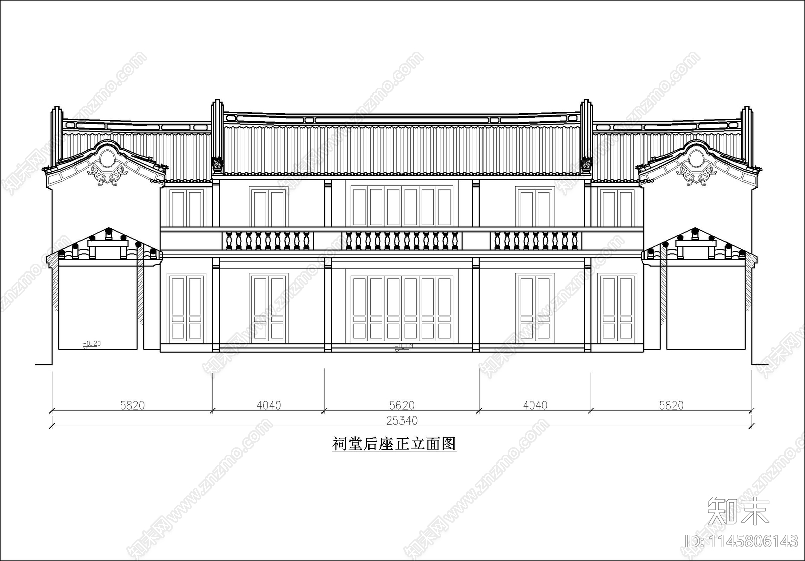 西田祠堂建筑cad施工图下载【ID:1145806143】