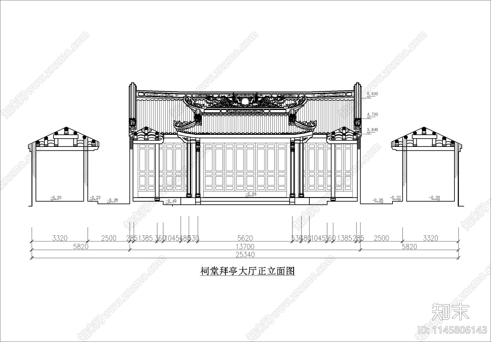 西田祠堂建筑cad施工图下载【ID:1145806143】