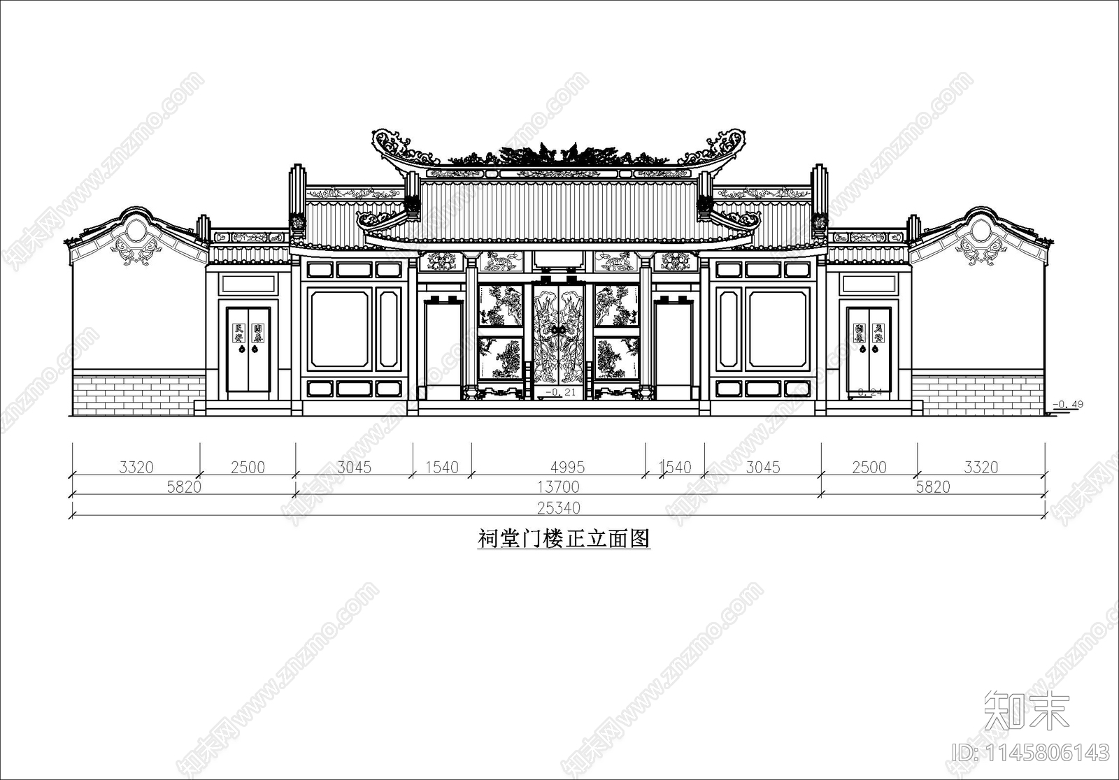 西田祠堂建筑cad施工图下载【ID:1145806143】