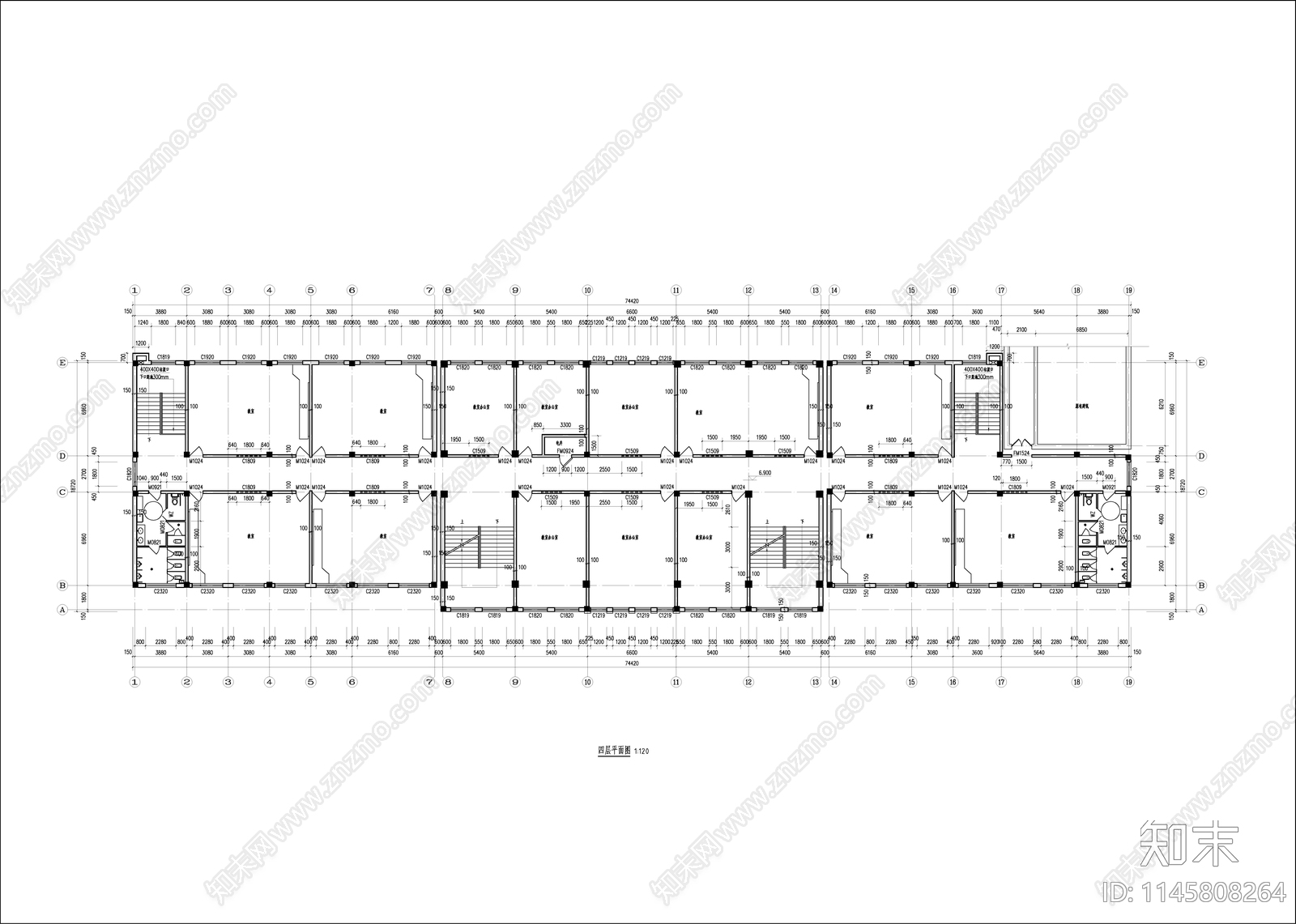 中学教学楼建筑cad施工图下载【ID:1145808264】