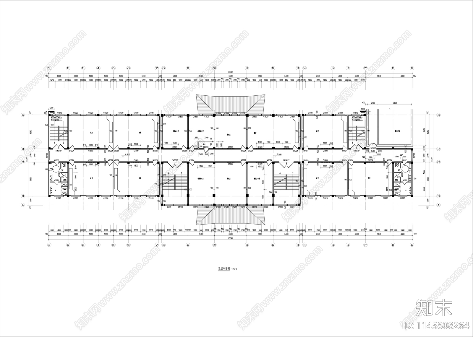 中学教学楼建筑cad施工图下载【ID:1145808264】