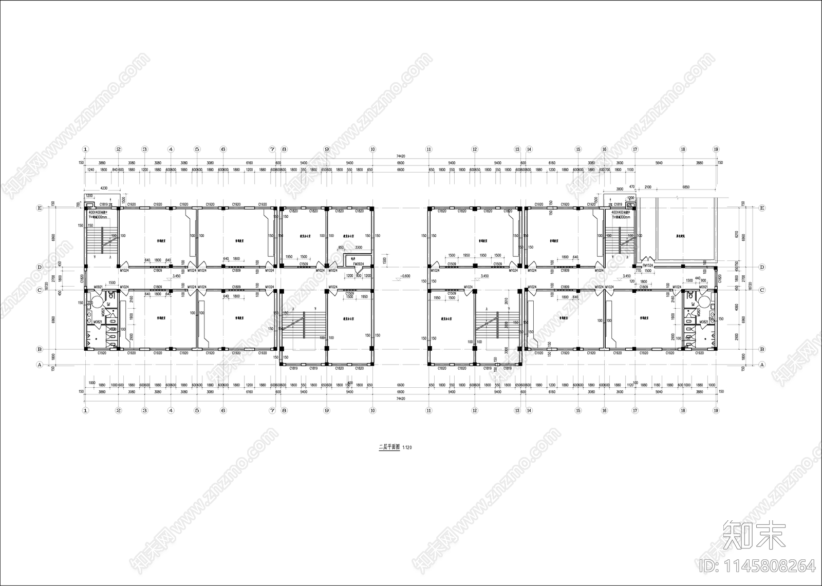 中学教学楼建筑cad施工图下载【ID:1145808264】