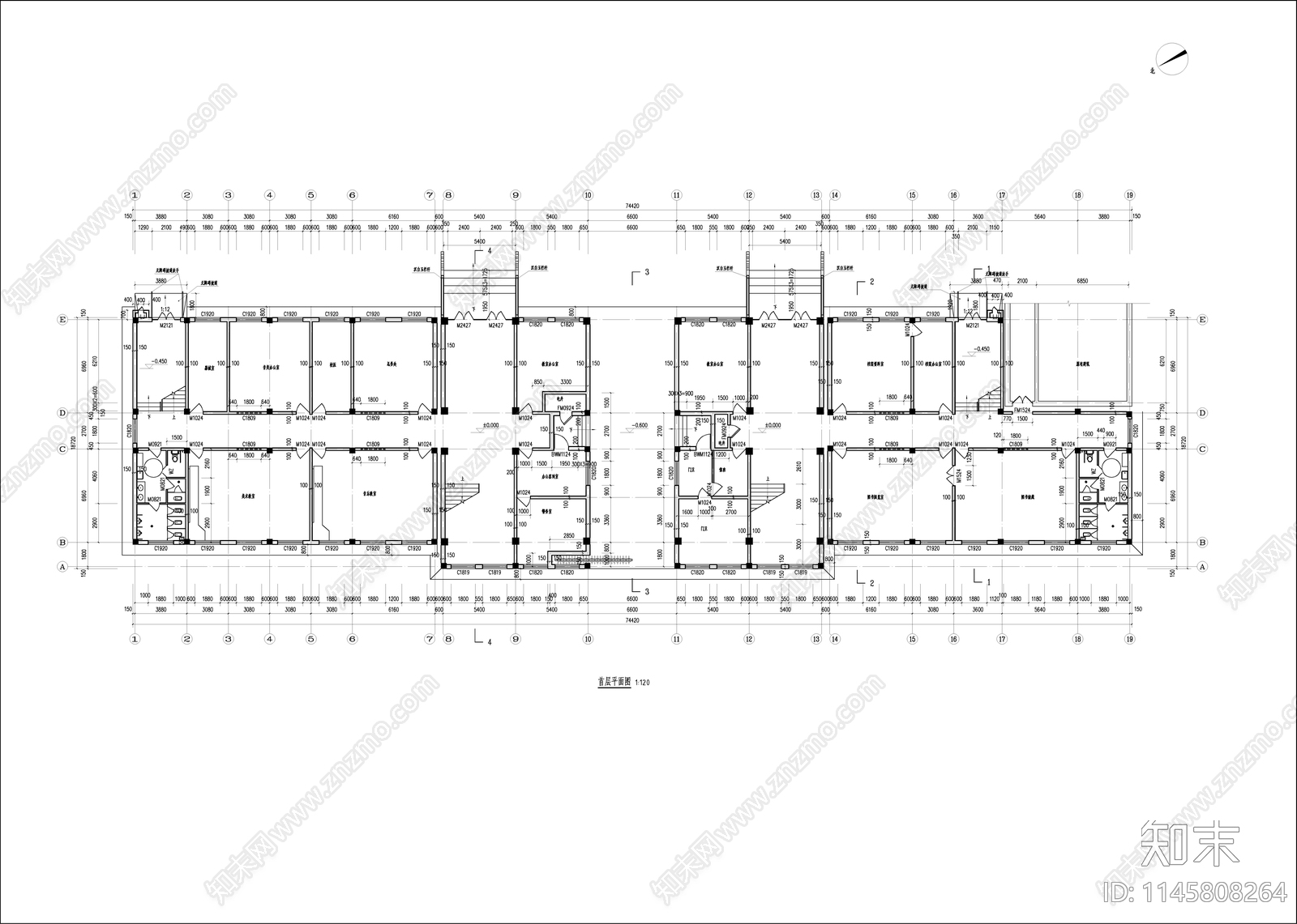 中学教学楼建筑cad施工图下载【ID:1145808264】