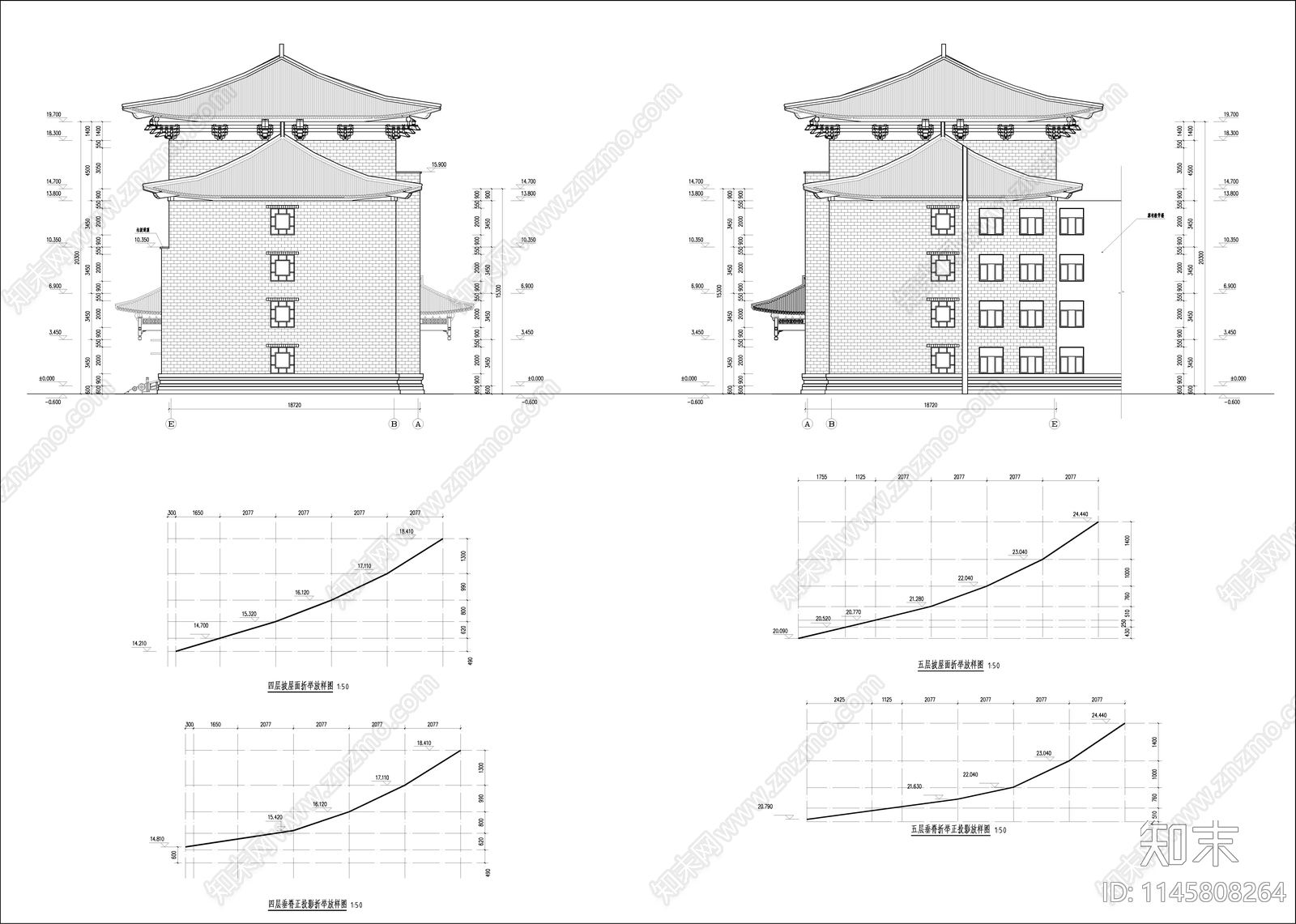 中学教学楼建筑cad施工图下载【ID:1145808264】