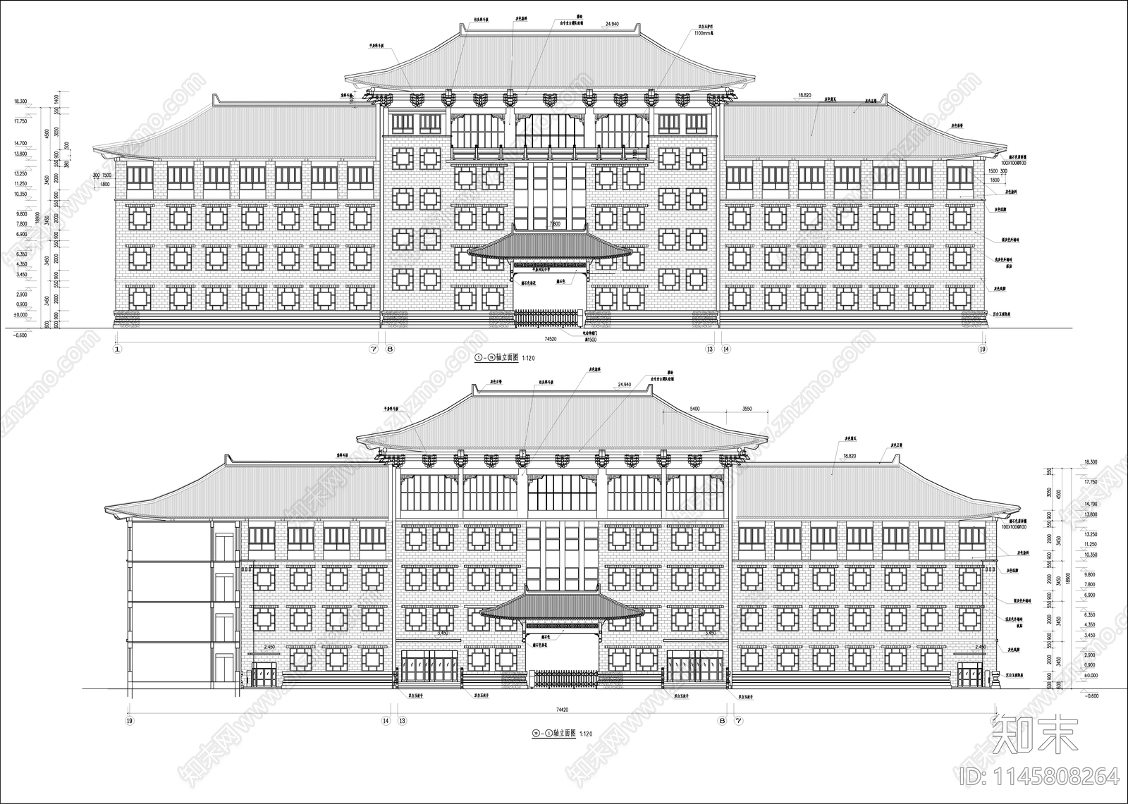 中学教学楼建筑cad施工图下载【ID:1145808264】