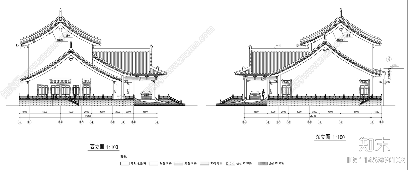 中式风学校建筑cad施工图下载【ID:1145809102】