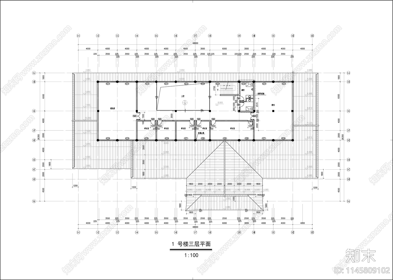 中式风学校建筑cad施工图下载【ID:1145809102】