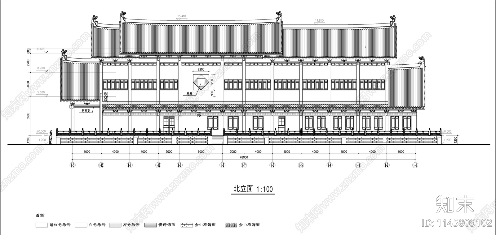 中式风学校建筑cad施工图下载【ID:1145809102】