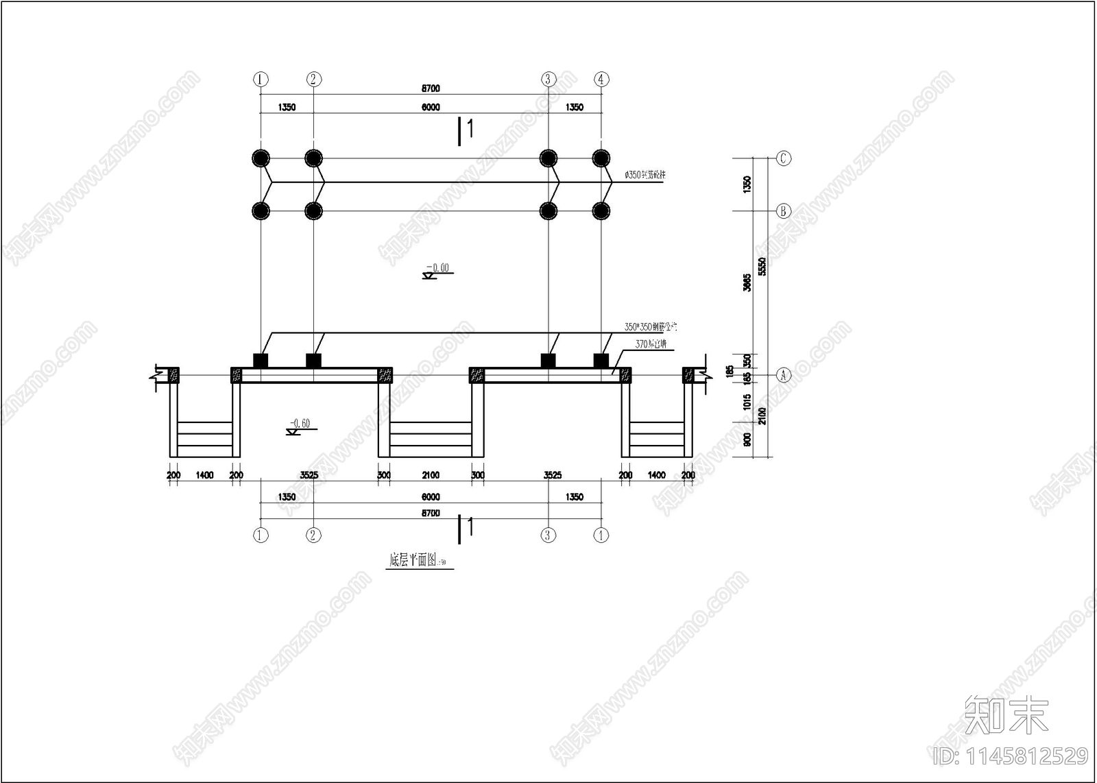 楼台古建筑图cad施工图下载【ID:1145812529】